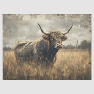 Rustic Highland Cow Landscape Art Decoupage Tissue Paper