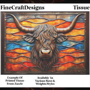 Rustic Highland Cow, Stained Glass EH1 Decoupage Tissue Paper