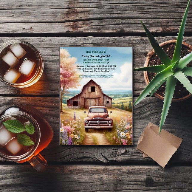 Rustic Hillbilly Countryside Wedding Invitation (Creator Uploaded)