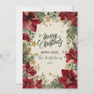 Rustic Holiday Amaryllis Christmas Card