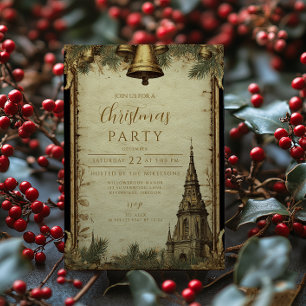Rustic Holiday Bells Christmas Invitation