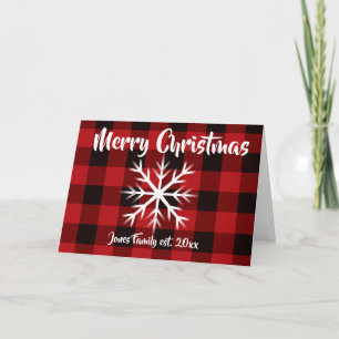 Rustic Holiday Christmas design red buffalo plaid Card