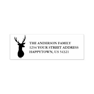 Rustic Holiday Forest Family Name Return Address Self-inking Stamp