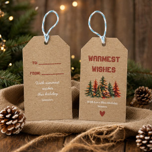 Rustic Holiday Gift Tag Warmest Wishes Fall