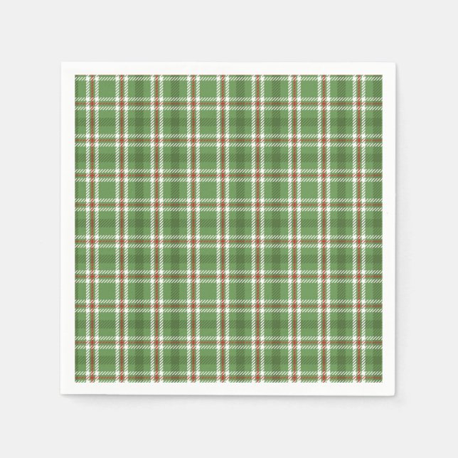 Rustic Holiday Green Plaid Classy Country Custom Napkin (Front)
