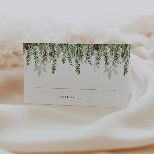 Rustic Holiday Greenery Wedding Place Card