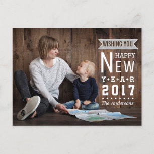 Rustic Holiday Happy New Year 2017 Photo Postcard