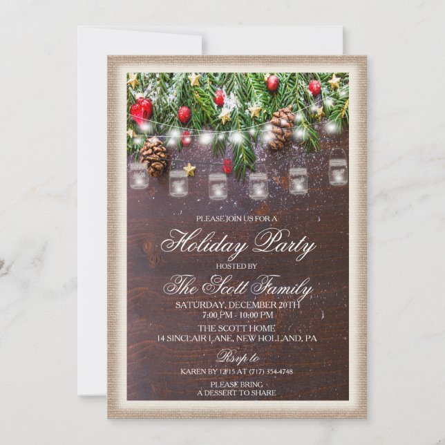 Rustic Holiday Party Invitation (Front)