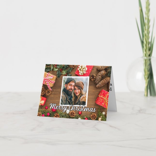 Rustic Holiday Photo Template Merry Christmas (Front)