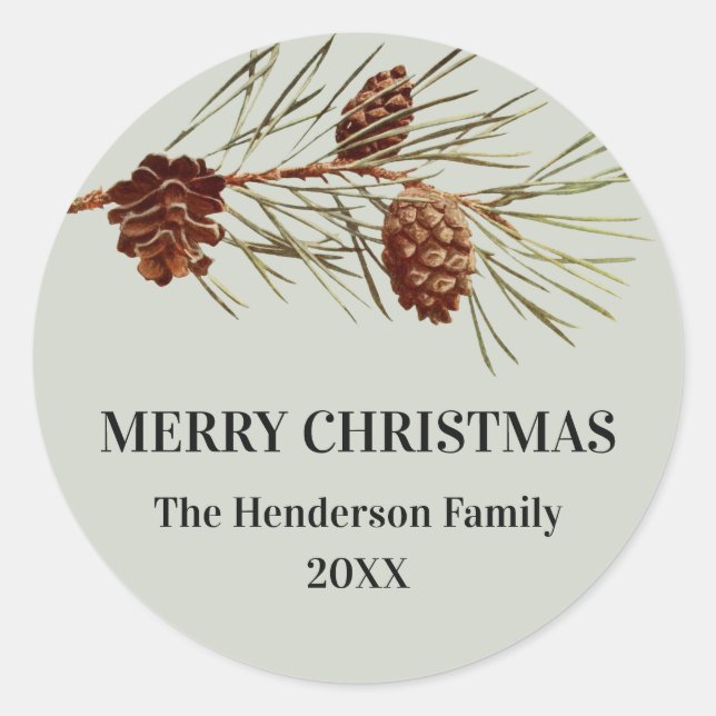 Rustic Holiday Pinecone Envelope Seal (Front)