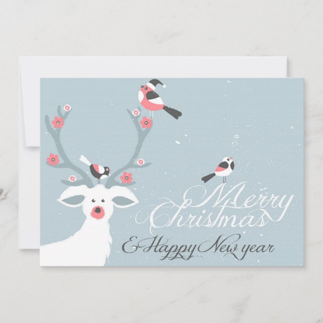 Rustic Holiday Reindeer Merry Christmas Card (Front)