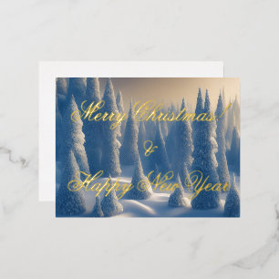 Rustic Holiday Snow Country Trees Christmas Card