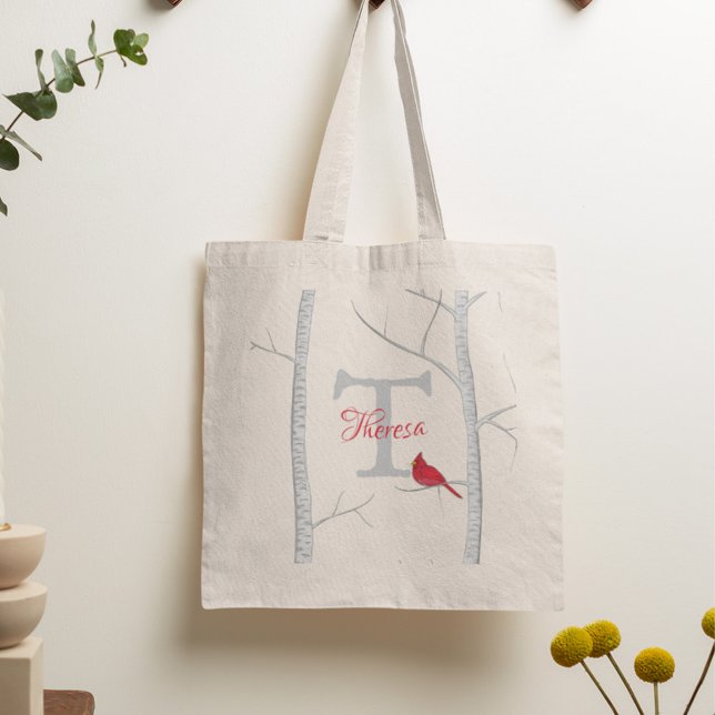 Rustic Holiday Tree Trendy Modern Holiday Monogram Tote Bag (Rustic Christmas tree monogram tote bag with modern holiday design and personalized initial.)