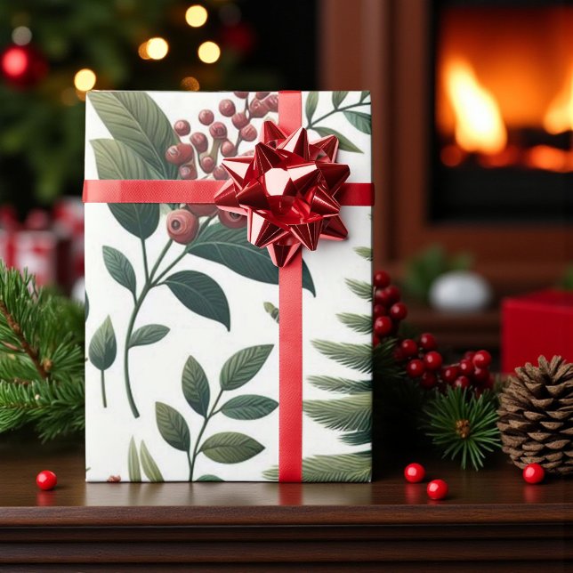 Rustic Holiday Woodland Watercolor Pinecone Wrapping Paper (Creator Uploaded)