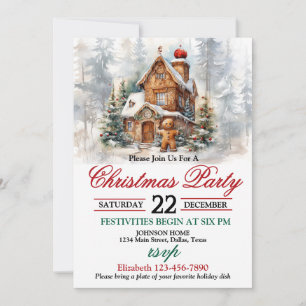Rustic Home Christmas Party Invitation