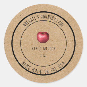 Rustic Home Made Apple Butter Classic Round Sticker