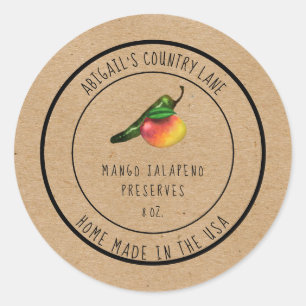 Rustic Home Made Mango Jalapeno Preserves Classic Round Sticker