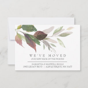 Rustic Home Moving Announcement Watercolor Leaves