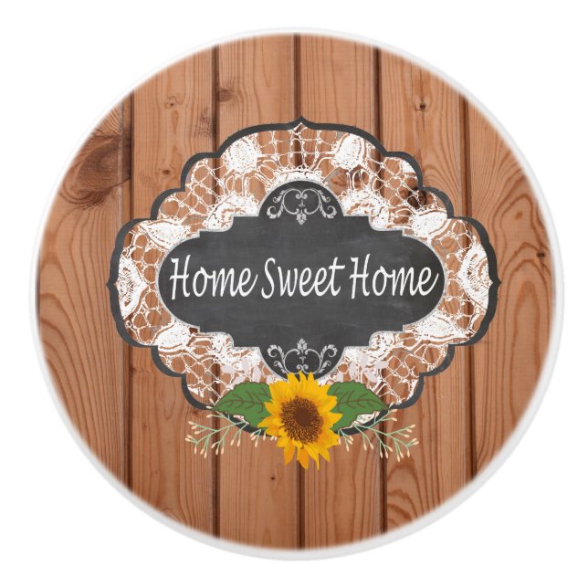 Rustic Home Sayings Design Ceramic Knob (Front)