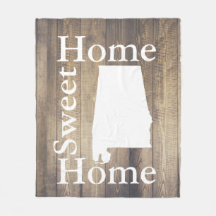 Rustic Home Sweet Home Alabama Wooden Planks Fleece Blanket