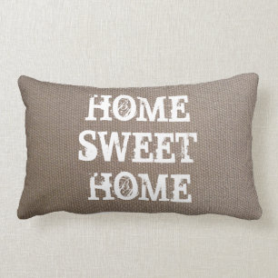 Rustic Home sweet home burlap lumbar throw pillow