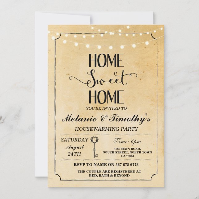 Rustic Home Sweet Home Housewarming Invitation (Front)