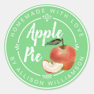 Rustic Homemade Apple Pie Green Classic Round Stic Classic Round Sticker
