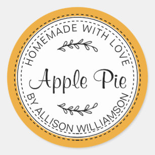 Rustic Homemade Apple Pie Mellow Yellow Classic Round Sticker