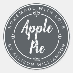 Rustic Homemade Apple Pie Off-Black Classic Round Sticker