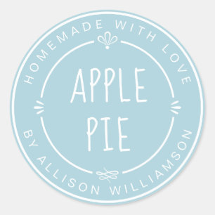 Rustic Homemade Apple Pie Pastel Blue Glow Classic Round Sticker