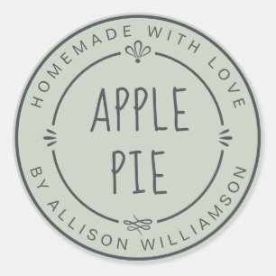 Rustic Homemade Apple Pie Pastel Green Classic Round Sticker