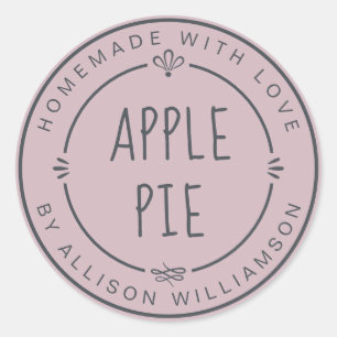Rustic Homemade Apple Pie Pastel Purple Classic Round Sticker