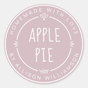 Rustic Homemade Apple Pie Pastel Purple Classic Round Sticker