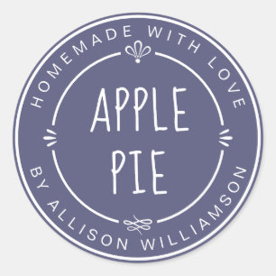 Rustic Homemade Apple Pie Skipper Blue Classic Round Sticker