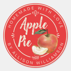 Rustic Homemade Apple Pie Vintage Red Classic Round Sticker