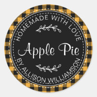 Rustic Homemade Apple Pie Yellow Black Plaid