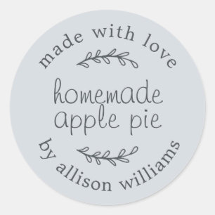 Rustic Homemade Baked Goods Apple Pie Blue Classic Round Sticker