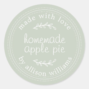 Rustic Homemade Baked Goods Apple Pie Green Classic Round Sticker