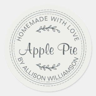 Rustic Homemade Baked Goods Apple Pie Grey Classic Round Sticker