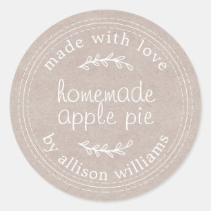 Rustic Homemade Baked Goods Apple Pie Kraft Paper Classic Round Sticker
