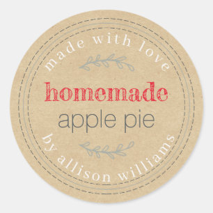 Rustic Homemade Baked Goods Apple Pie Kraft Paper Classic Round Sticker