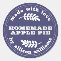 Rustic Homemade Baked Goods Apple Pie Navy Blue