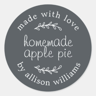 Rustic Homemade Baked Goods Apple Pie Off-black Classic Round Sticker