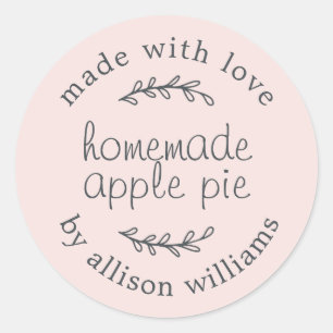 Rustic Homemade Baked Goods Apple Pie Pink Classic Round Sticker