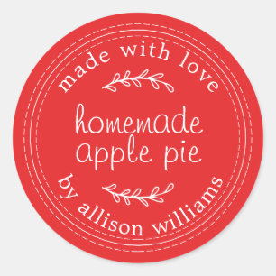 Rustic Homemade Baked Goods Apple Pie Red Classic Round Sticker