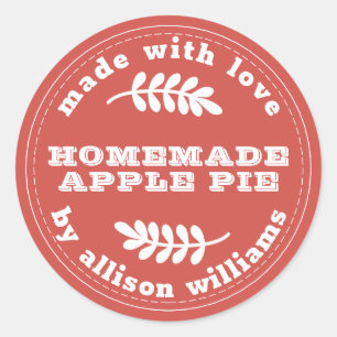 Rustic Homemade Baked Goods Apple Pie Vintage Red Classic Round Sticker