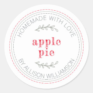 Rustic Homemade Baked Goods Apple Pie White Classic Round Sticker