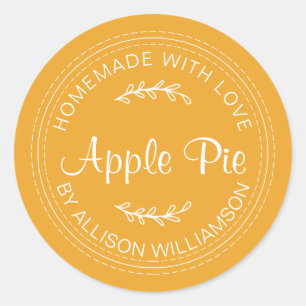 Rustic Homemade Baked Goods Apple Pie Yellow Classic Round Sticker