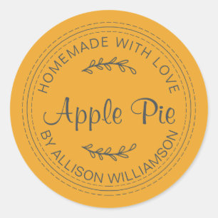 Rustic Homemade Baked Goods Apple Pie Yellow Classic Round Sticker