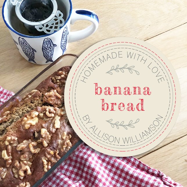 Rustic Homemade Baked Goods Banana Bread Classic Round Sticker (Creator Uploaded)